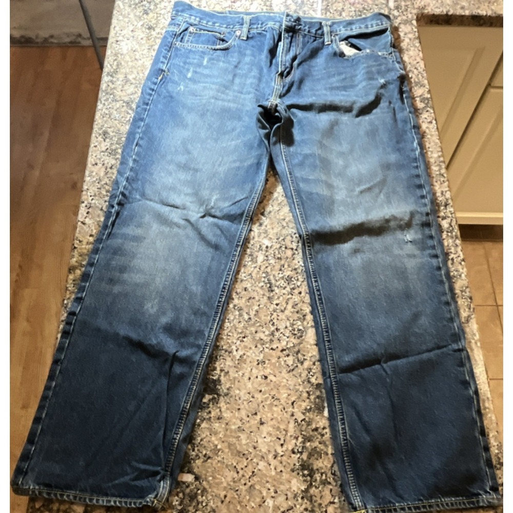 Aeropostale Slim Straight Men's Jeans Blue Denim Cotton Zip Button Size 38/32